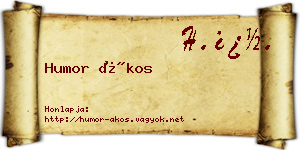 Humor Ákos névjegykártya